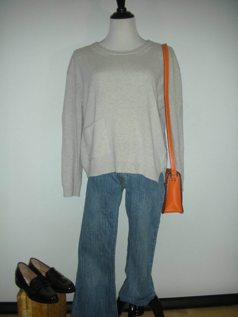 Inhabit 100% Cashmere Gray Oversized Pocket Sweater L Quiet Luxury